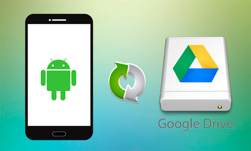 Смартфон с Android и диск  Google Drive